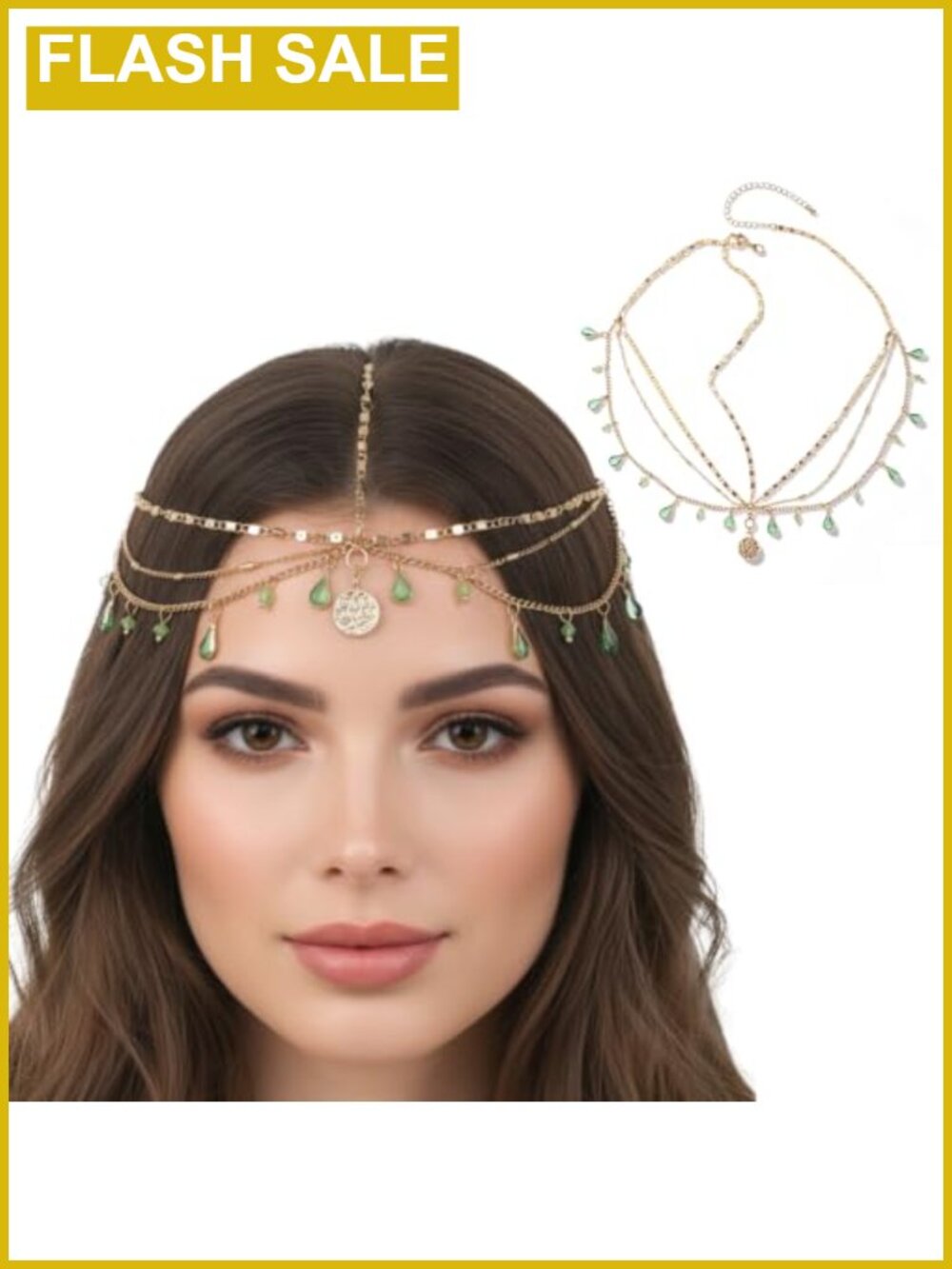 Rhinestone Gold Head Chain Egyptian Genie Headpiece Bridal Hair Jewelry